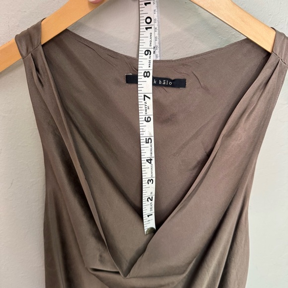 BLACK HALO 100% Silk Two Toned Sleeveless Midi Dress Draped Neckline Black 6 - Picture 5 of 13